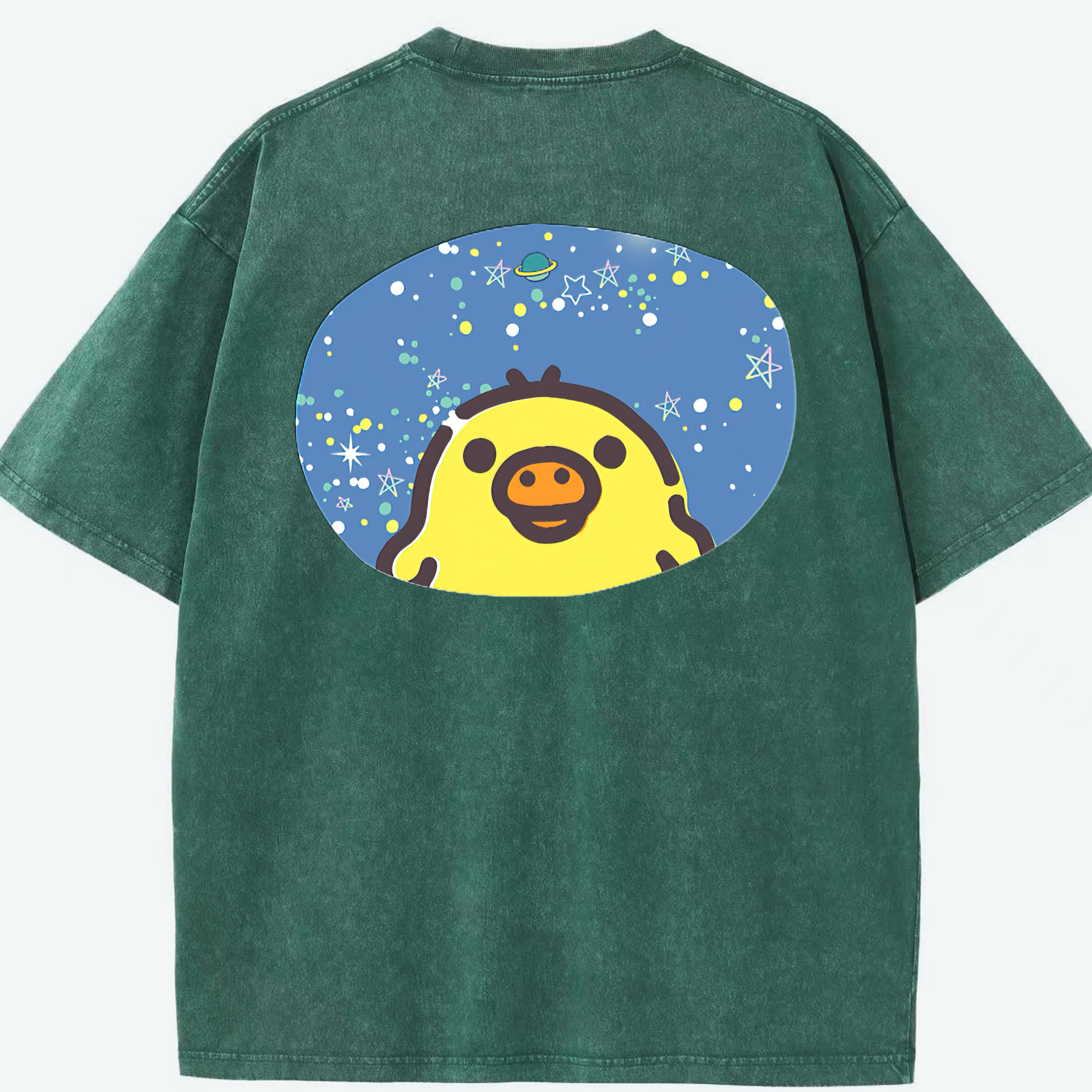 （画像用） リラックマ リラックマ キイロイトリ Rilakkuma Korilakkuma Kiiroitori 綿100% ヴィンテージ風 半袖Tシャツ（背面プリント）